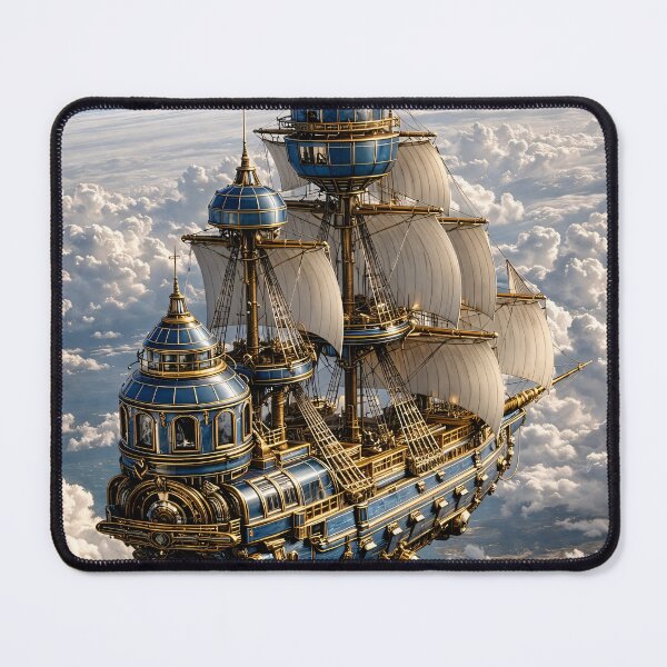 Item preview, Steampunk Flying Sailing Ship Above the Clouds – Fantasy Sky Adventure Print designed and sold by Kaleidoscope Print.