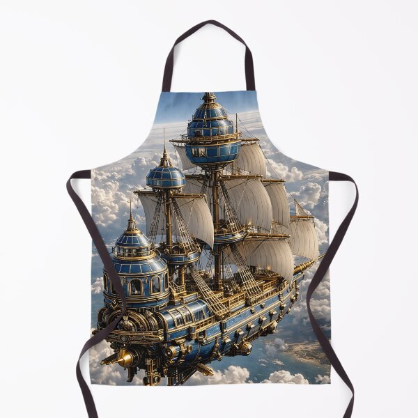 Item preview, Steampunk Flying Sailing Ship Above the Clouds – Fantasy Sky Adventure Print designed and sold by Kaleidoscope Print.