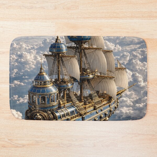 Item preview, Steampunk Flying Sailing Ship Above the Clouds – Fantasy Sky Adventure Print designed and sold by Kaleidoscope Print.