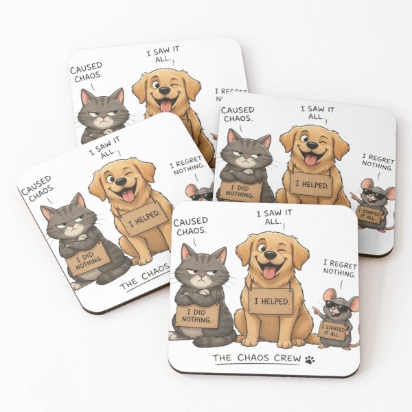 Item preview, The Chaos Crew Funny Animal Art – Cat, Dog & Mouse Humor Design designed and sold by EdgeSphere.