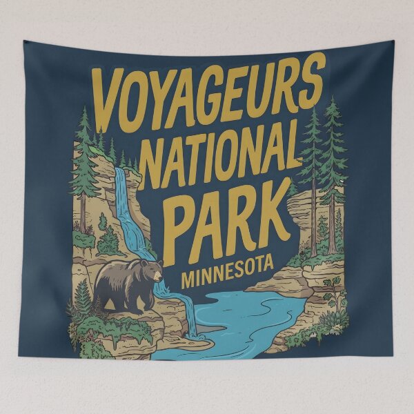 Item preview, Voyageurs National Park Minnesota Cute Bear Landscape designed and sold by HowToCanadian.