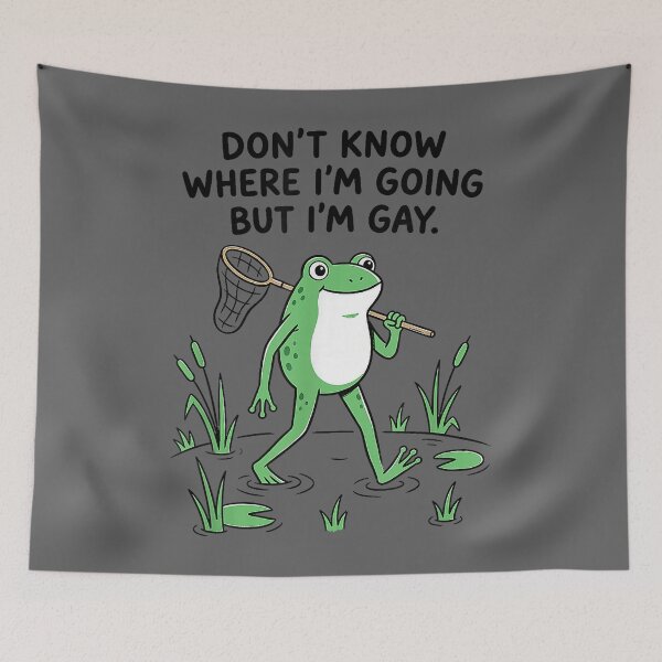 Item preview, Don't Know Where I'm Going But I'm Gay Frog Meme LGBTQ Pride designed and sold by KristineLi.