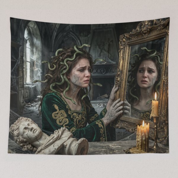 Item preview, Medusa's Tearful Reflection - Tragic Gorgon Despair and the Mirror Curse designed and sold by TheRichGallery.