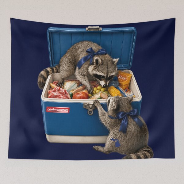 Item preview, Cool Memories Cooler | Camping Raccoons designed and sold by FreshWaterWares.