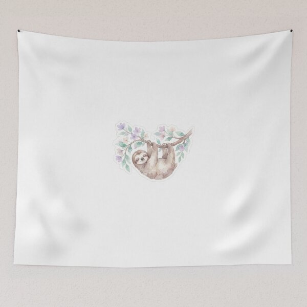 Item preview, Sleeping Sloth on Flowering Branch Pastel Floral designed and sold by Mr. Pawsome.