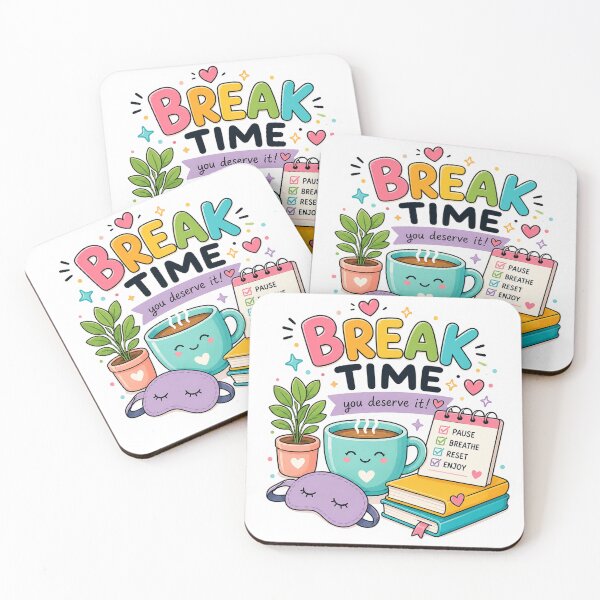Item preview, Break Time Sticker | Cute Self Care, Coffee Break, Mental Health & Productivity Motivation Design designed and sold by Pixanova.