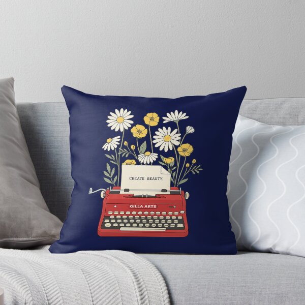 Item preview, Vintage Floral Red Typewriter Create Beauty Quote designed and sold by gillaarts.