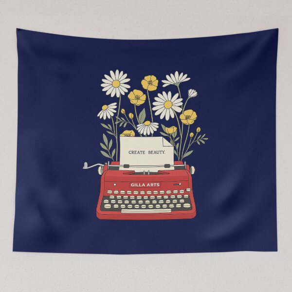 Item preview, Vintage Floral Red Typewriter Create Beauty Quote designed and sold by gillaarts.
