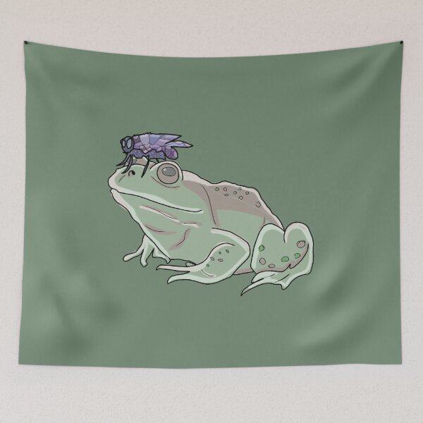 Item preview, Frog with Fly Illustration - Cottagecore and Goblincore Aesthetic Art designed and sold by LeshanArt.