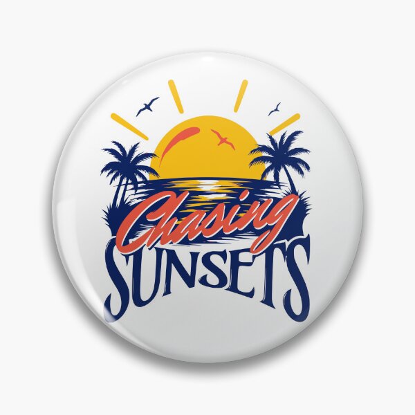 Item preview, Chasing Sunsets Retro Surfing Club Classic Navy Blue Tropical Graphic designed and sold by illeN-Art-World.