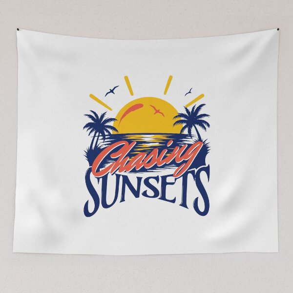 Item preview, Chasing Sunsets Retro Surfing Club Classic Navy Blue Tropical Graphic designed and sold by illeN-Art-World.