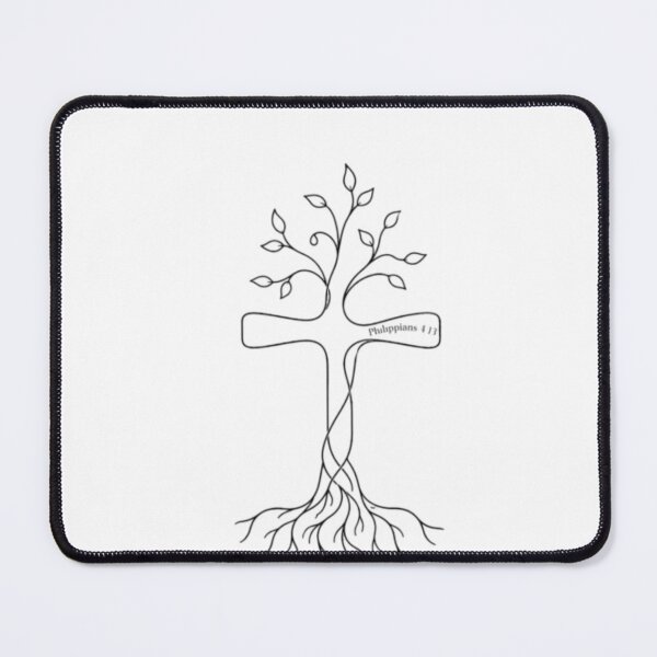 Item preview, Tree Minimalist Faith Cross | Philippians 4:13 Line Art | Subtle Christian Tattoo Style designed and sold by Obinne.