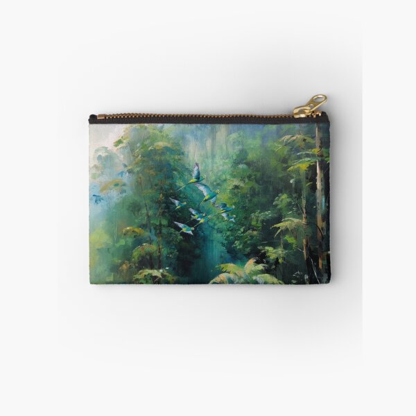 Item preview, A Budgerigar flock sweeping over rainforest valleys, Birds in Motion designed and sold by CDC40.