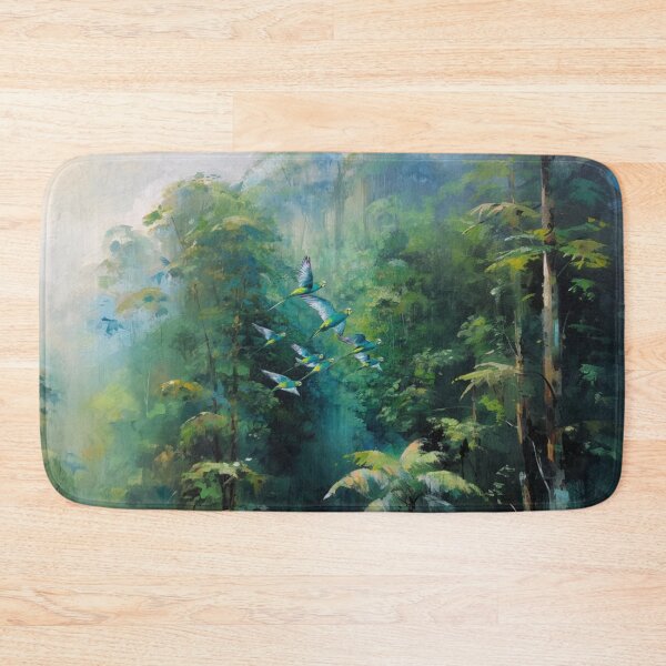 Item preview, A Budgerigar flock sweeping over rainforest valleys, Birds in Motion designed and sold by CDC40.