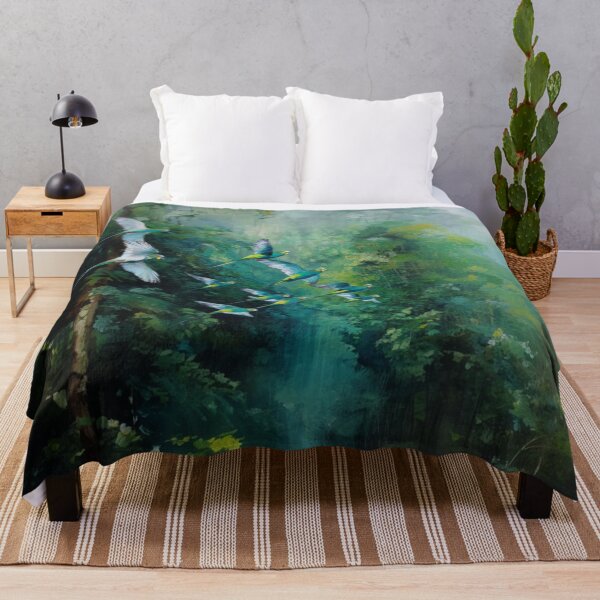 Item preview, A Budgerigar flock sweeping over rainforest valleys, Birds in Motion designed and sold by CDC40.