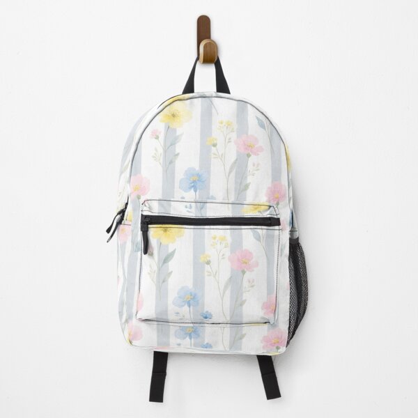 Item preview, Pastel Wildflower Stripes Backpack – Soft Watercolor Floral Striped Bag designed and sold by Prime Wardrobe.