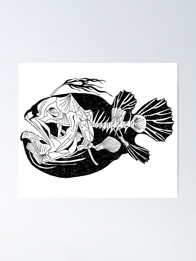 &ldquo;Angler Fish Skeleton Illustration&rdquo; Poster by ellenmaeart | Redbubble