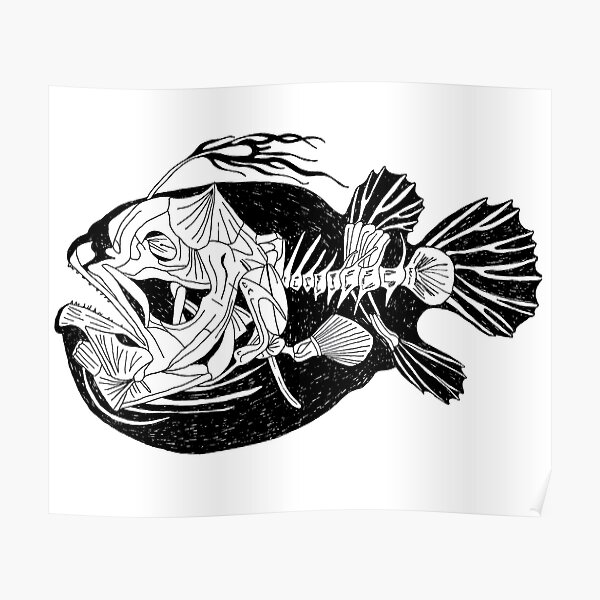 &ldquo;Angler Fish Skeleton Illustration&rdquo; Poster by ellenmaeart | Redbubble