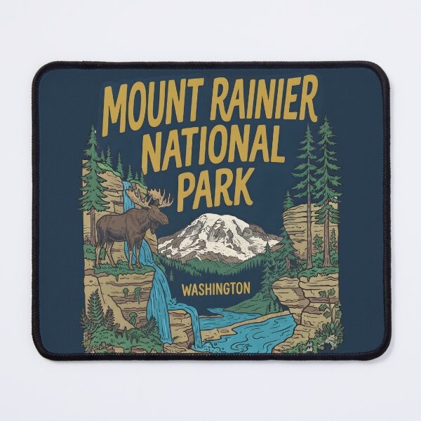 Item preview, Mount Rainier National Park Washington Cute Moose Landscape designed and sold by HowToCanadian.