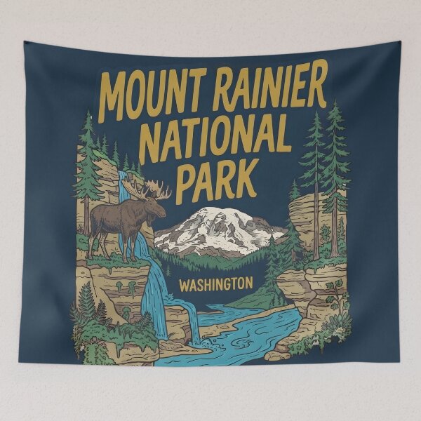 Item preview, Mount Rainier National Park Washington Cute Moose Landscape designed and sold by HowToCanadian.