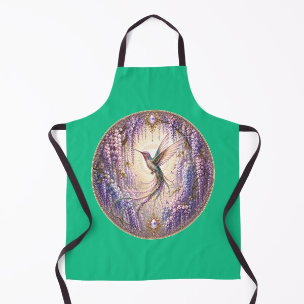 Item preview, Celestial Hummingbird in Wisteria Garden | Art Nouveau Fantasy Bird designed and sold by sunbowjp stadio.