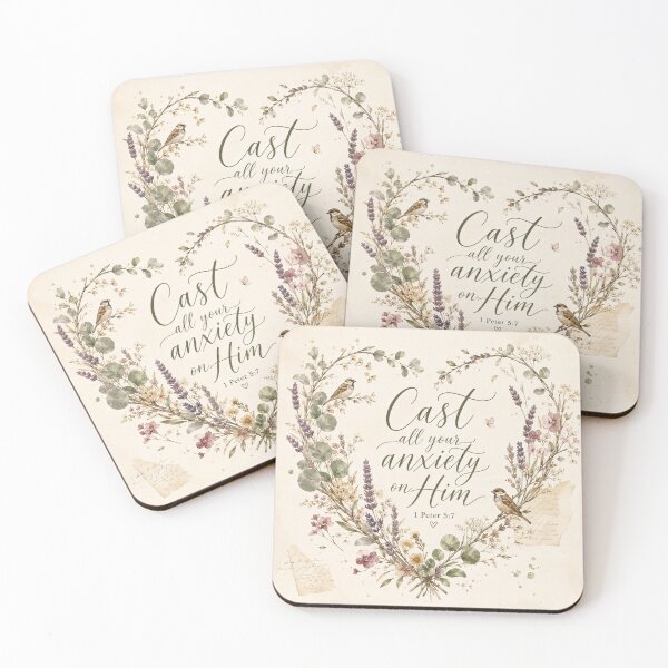 Item preview, Bible Verse for Anxiety | 1 Peter 5:7 | Cast Your Cares | Calming Faith Design designed and sold by Obinne.
