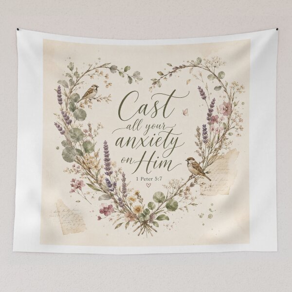 Item preview, Bible Verse for Anxiety | 1 Peter 5:7 | Cast Your Cares | Calming Faith Design designed and sold by Obinne.