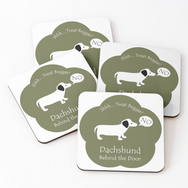 Item preview, Funny Dachshund Treat Beggar Behind the Door Khaki Base designed and sold by Na7nasColorShop.