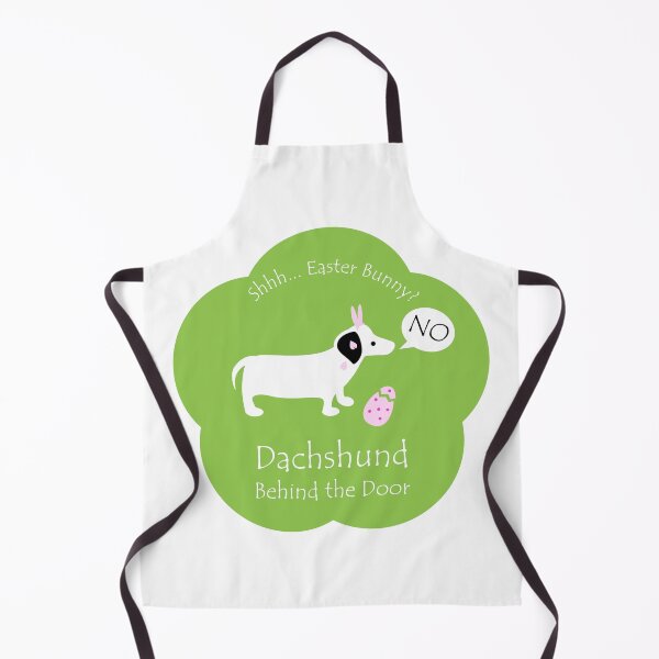 Item preview, Funny Dachshund Easter Bunny Behind the Door Green Base designed and sold by Na7nasColorShop.