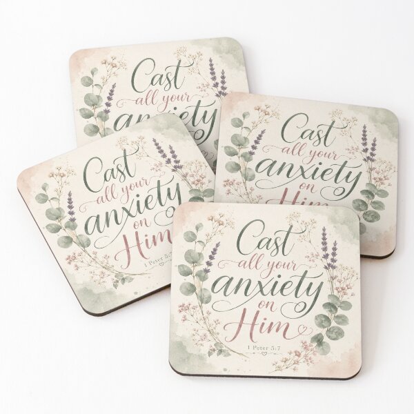 Item preview,  Bible Verse for Anxiety | 1 Peter 5:7 | Cast Your Cares | Calming Faith Design designed and sold by Obinne.