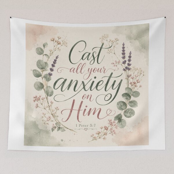 Item preview,  Bible Verse for Anxiety | 1 Peter 5:7 | Cast Your Cares | Calming Faith Design designed and sold by Obinne.