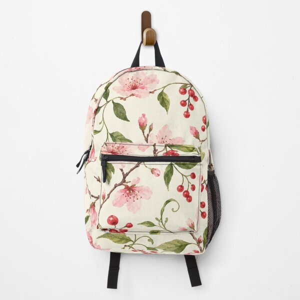 Item preview, Cherry Blossom & Red Berries Backpack – Watercolor Floral Botanical Bag designed and sold by Prime Wardrobe.