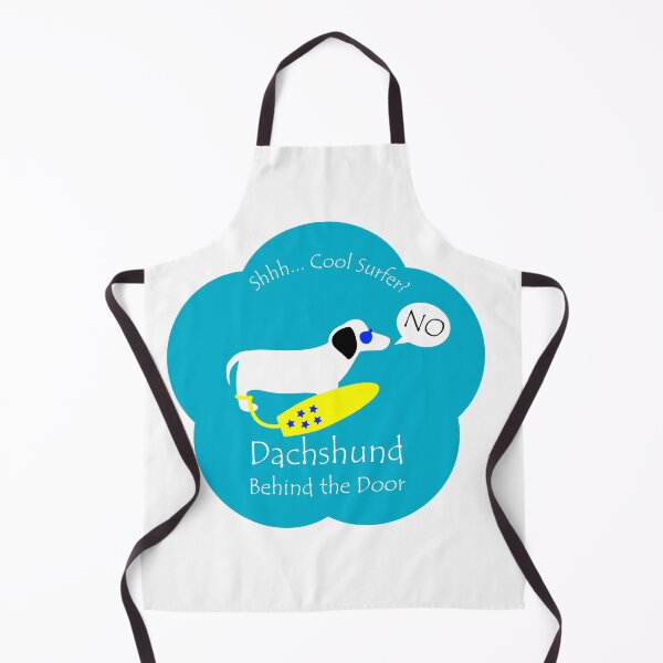 Item preview, Funny Dachshund Cool Surfer Behind the Door Blue Base designed and sold by Na7nasColorShop.