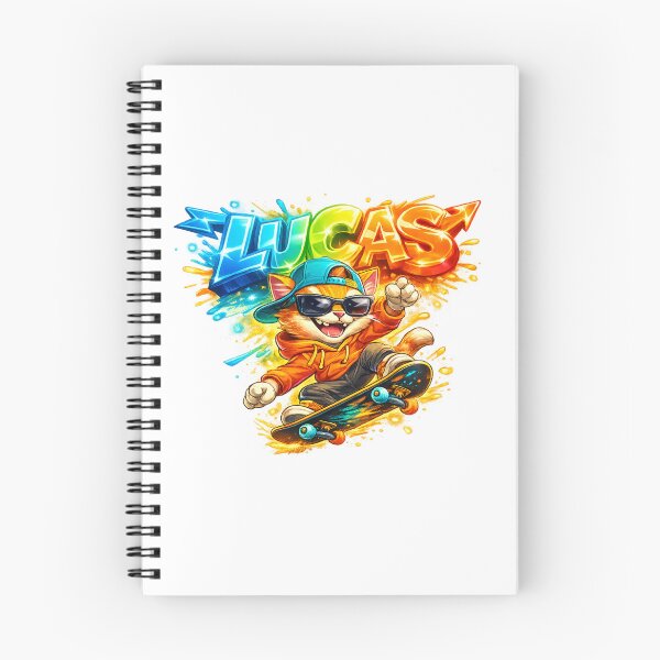 Item preview, Lucas Skateboarding Cat – Cool Personalized Name designed and sold by AlexLineArt.