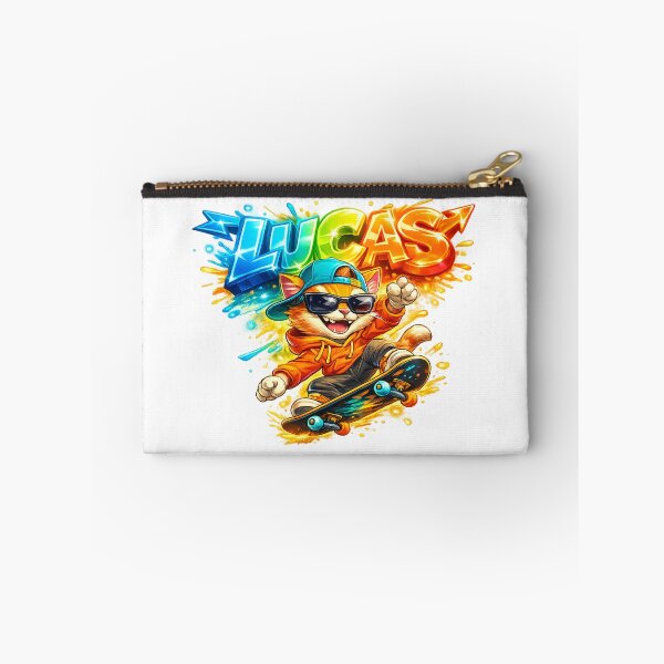 Item preview, Lucas Skateboarding Cat – Cool Personalized Name designed and sold by AlexLineArt.