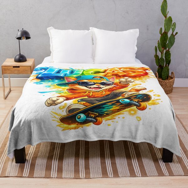 Item preview, Lucas Skateboarding Cat – Cool Personalized Name designed and sold by AlexLineArt.