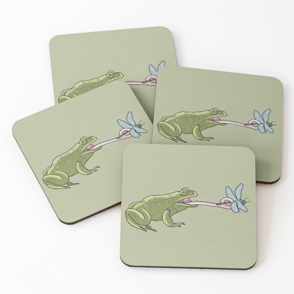 Item preview, Frog catching dragonfly cottagecore illustration designed and sold by LeshanArt.