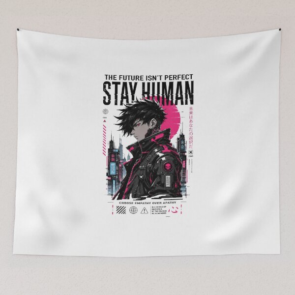 Item preview, Stay Human - Futuristic Cyberpunk Dystopian Graphic designed and sold by TontikDesign.
