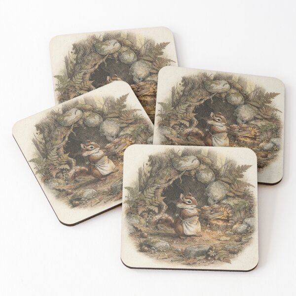 Item preview, Chipmunk Folk Baking Acorn Muffins Storybook Art designed and sold by PictorialWhimsy.