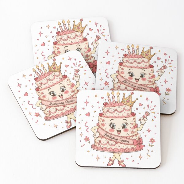 Item preview, Birthday Queen Cute Cake Mascot Retro Birthday Sticker Illustration designed and sold by Zabolotna_Art.