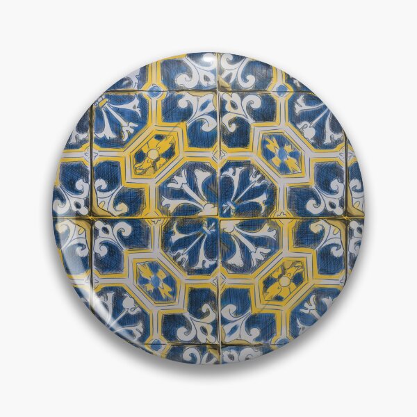 Item preview, Mediterranean Tile Harmony – Blue & Yellow Pattern designed and sold by WorldOFaMillion.