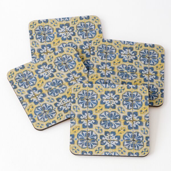 Item preview, Mediterranean Tile Harmony – Blue & Yellow Pattern designed and sold by WorldOFaMillion.