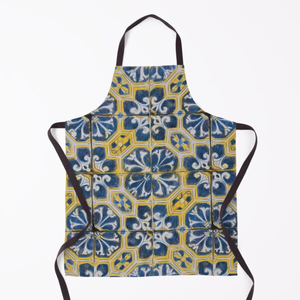 Item preview, Mediterranean Tile Harmony – Blue & Yellow Pattern designed and sold by WorldOFaMillion.