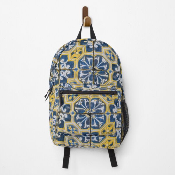Item preview, Mediterranean Tile Harmony – Blue & Yellow Pattern designed and sold by WorldOFaMillion.