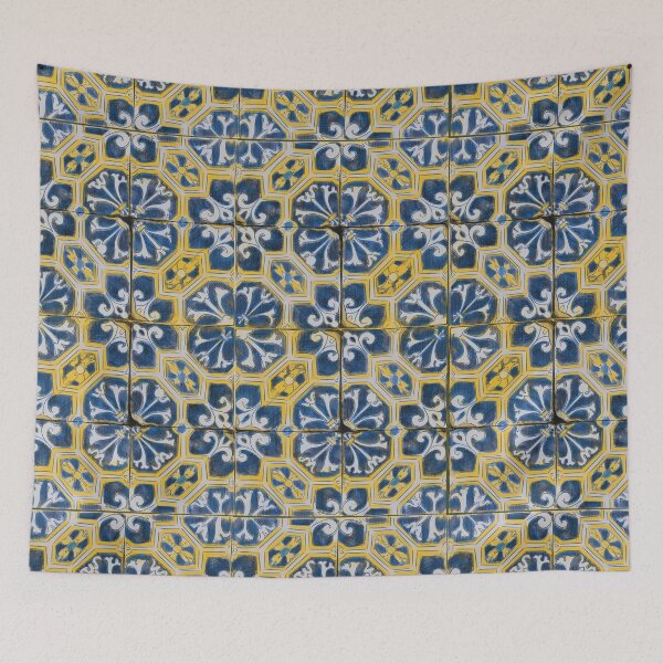 Item preview, Mediterranean Tile Harmony – Blue & Yellow Pattern designed and sold by WorldOFaMillion.