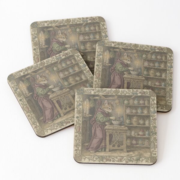 Item preview, Medieval Cat Apothecary Grinding Herbs Manuscript designed and sold by PictorialWhimsy.