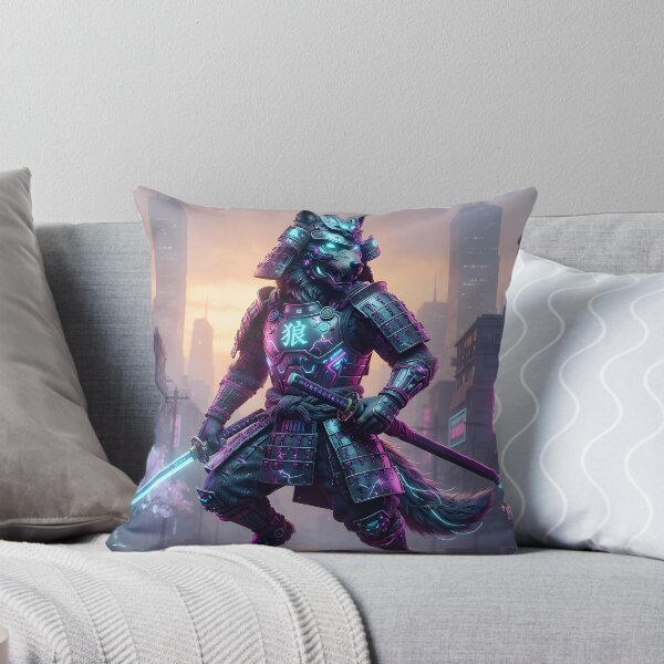 Item preview, Cyberpunk Samurai Wolf - Futuristic Tech Art Print & Sticker designed and sold by Neo Tokio.