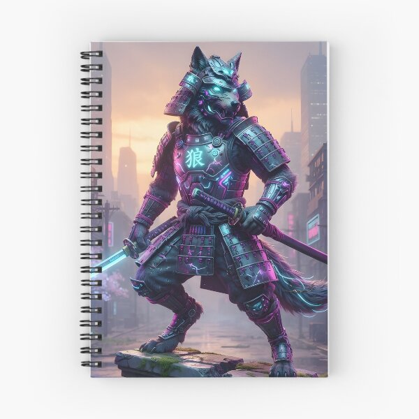 Item preview, Cyberpunk Samurai Wolf - Futuristic Tech Art Print & Sticker designed and sold by Neo Tokio.