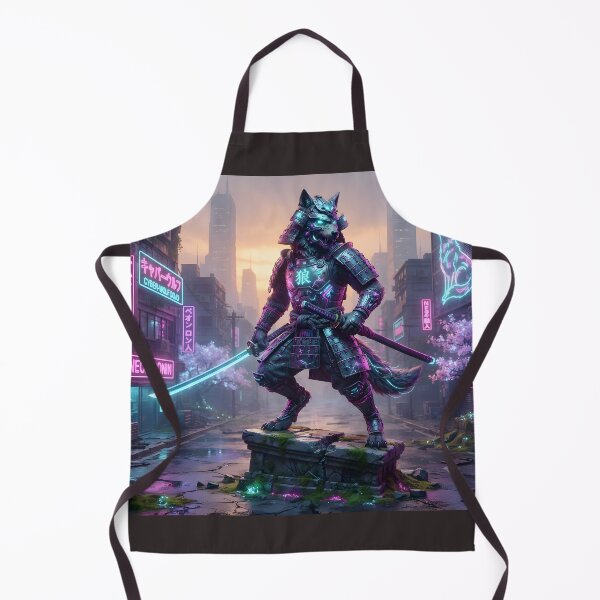 Item preview, Cyberpunk Samurai Wolf - Futuristic Tech Art Print & Sticker designed and sold by Neo Tokio.