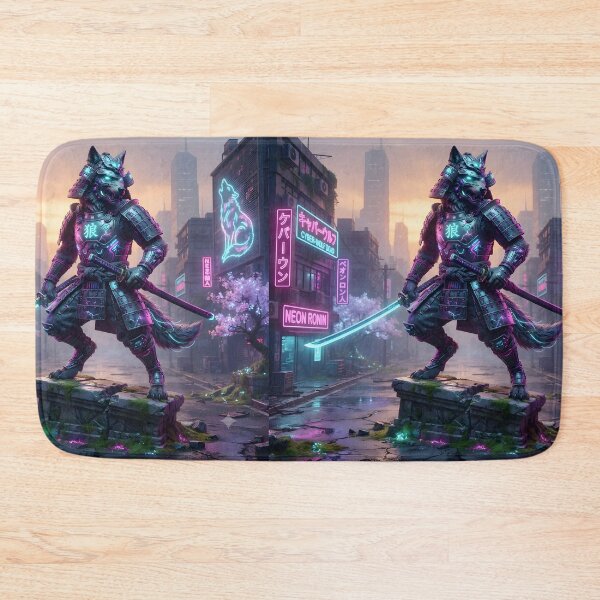 Item preview, Cyberpunk Samurai Wolf - Futuristic Tech Art Print & Sticker designed and sold by Neo Tokio.